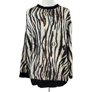Cozy Comfy Casual Sweatshirt Pullover Zebra Print Black White Lola Italy XS